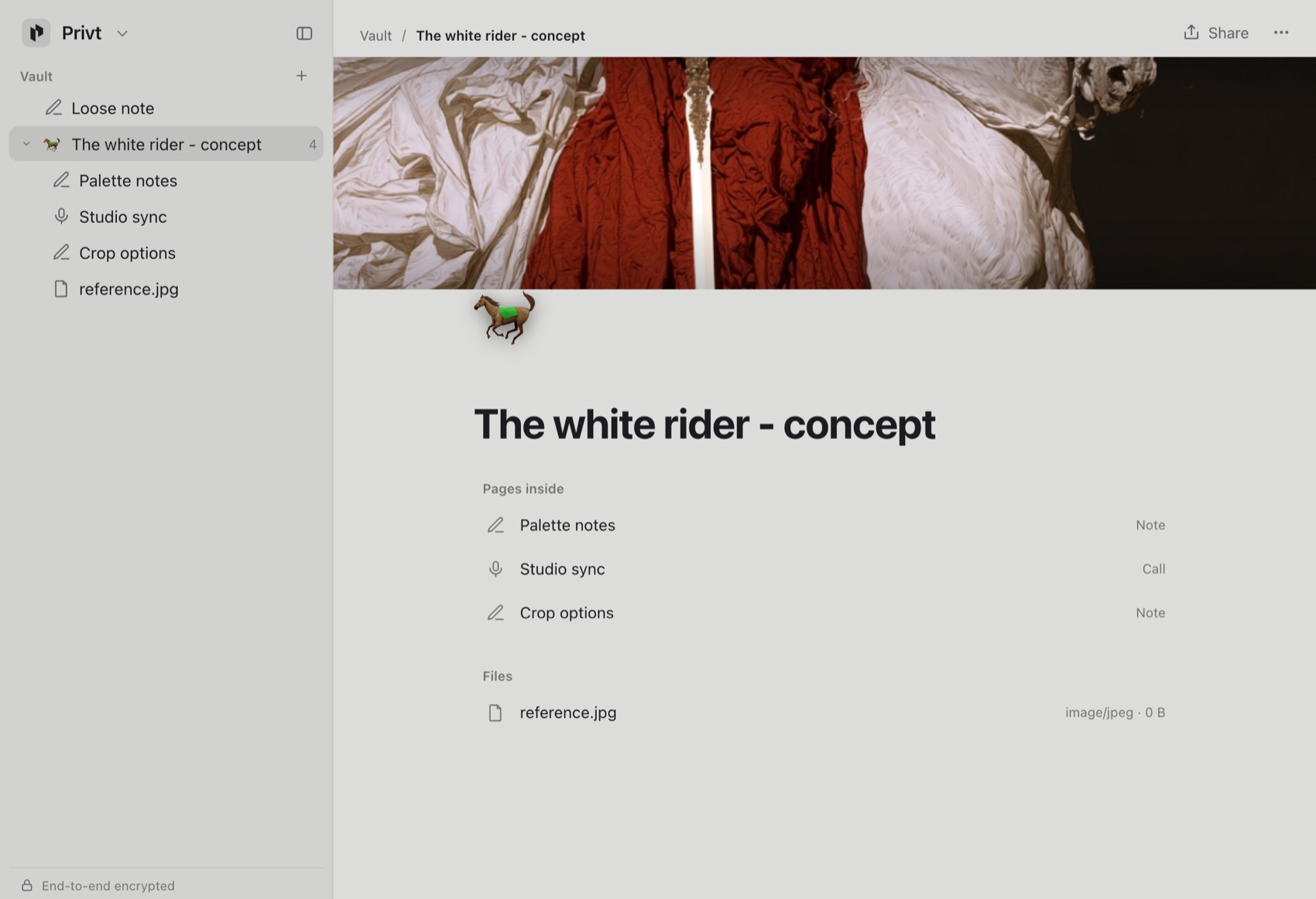 The same page open in the Privt web vault in a browser